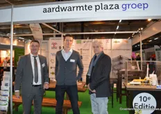 Jean-Pierre Schenkeveld (Calor Holland), Laurens Hoep (Delta Pompen) en Nanko van Buuren (Greenwells) in het jubilerende Aardwarmte Plaza.